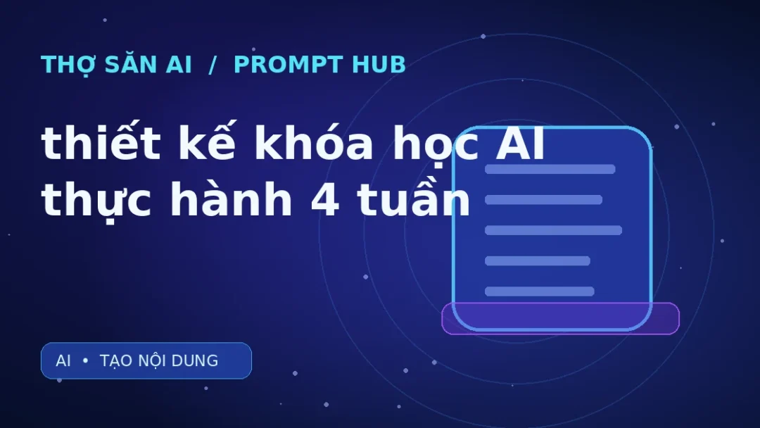 Ảnh minh họa Thợ Săn AI: Prompt thiết kế khóa học AI thực hành 4 tuần